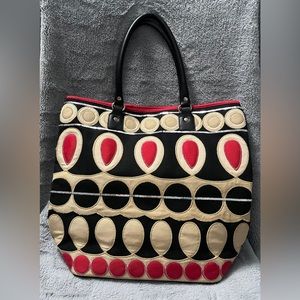 Talbots Sequined Embroidered Canvas Shoulder Bag Tote